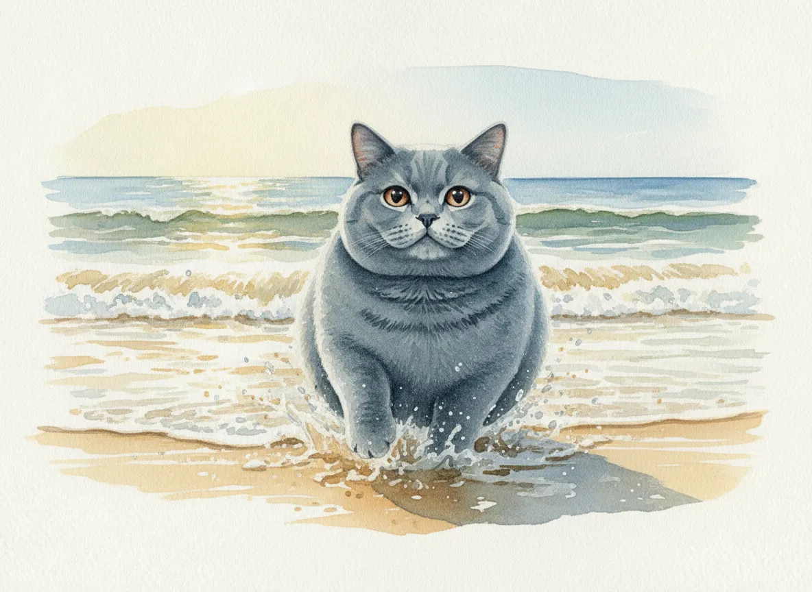 British Shorthair watercolor calendar month 6